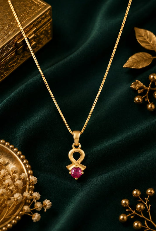 Elegant Ruby Drop Pendant Necklace for Women ā Premium Gold Finish with Red Stone