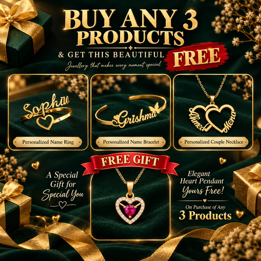 Buy Any 3 Products & Get Heart Pendant Necklace FREE.